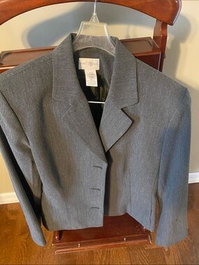 Tahari ASL Women's Charcoal Cropped Blazer
